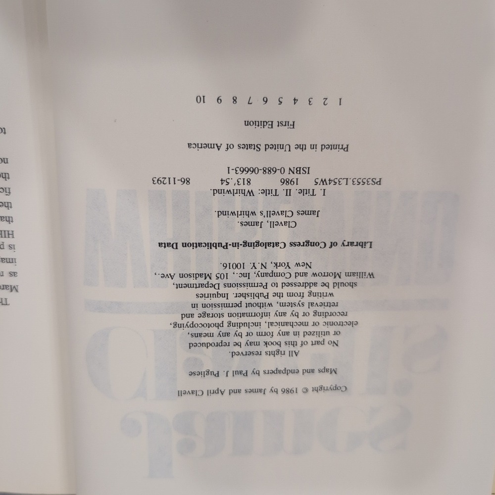 James Clavell, Whirlwind First Edition,‎ First Printing 1986 Hardcover Morrow - Picture 4 of 7